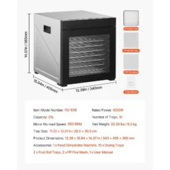 VEVOR Food Dehydrator Machine, 10 Stainless Steel Trays, 1000W Electric Food Dryer With Adjustable Temperature & 24-Hour Timer, Freeze Dryer, Black -Aesthtic Interiors GUEST 9a7caa2d 93e0 45ec a732 6932e1a5011d