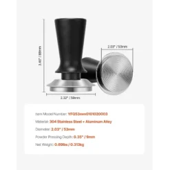 VEVOR Espresso Tamper 53mm, Spring Loaded Coffee Tamper, 30 Lbs Tamper Tool Espresso, Stainless Tamper With Non-Slip Grip, Black -Aesthtic Interiors GUEST 9ad5072b 7a90 4354 bf28 23fbaec45bc8