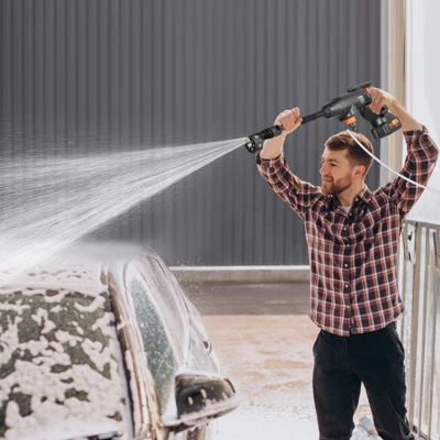 VEVOR Cordless Pressure Washer, 580-PSI 1.1 GPM Portable Power Cleaner, Handheld High-Pressure Car Washer Gun With 4.0Ah Battery, Charger, Black 1 VEVOR Cordless Pressure Washer, 580-PSI 1.1 GPM Portable Power Cleaner, Handheld High-Pressure Car Washer Gun With 4.0Ah Battery, Charger, Black