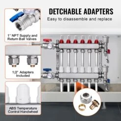 VEVOR 6-Branch Radiant Heat Manifold, 1/2" PEX Tubing Manifold, Stainless Steel PEX Manifold For Hydronic Radiant Floor Heating, Silver 10 VEVOR 6-Branch Radiant Heat Manifold, 1/2" PEX Tubing Manifold, Stainless Steel PEX Manifold For Hydronic Radiant Floor Heating, Silver -Aesthtic Interiors GUEST 9aff9d1c f2b6 4e85 9f70 cf285da309e8
