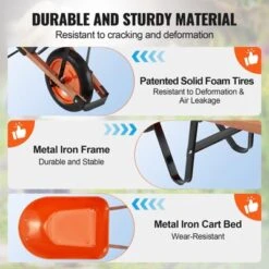 VEVOR Wheelbarrow Cart, 5 Cu. Ft. Load & 265 Lbs Capacity, One Wheel Garden Dump Cart, Garden Wagon With Metal Handle &  16" Wide Track Wheels -Aesthtic Interiors GUEST 9b0fb4b7 6f16 4758 83c7 a39eee279e35