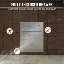 VEVOR 18x23 Inch Outdoor Kitchen Stainless Steel Triple Access BBQ Drawers With Chrome Handle, 18 X23 X 23 Inch,Silver -Aesthtic Interiors GUEST 9b428bf9 9a99 4213 b4a3 9982b2d455c9