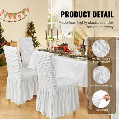 VEVOR Stretch Spandex Folding Chair Covers, Universal Fitted Chair Cover With Skirt, Removable Washable Protective Slipcovers, (4 PCS White) 2 VEVOR Stretch Spandex Folding Chair Covers, Universal Fitted Chair Cover With Skirt, Removable Washable Protective Slipcovers, (4 PCS White) - Image 2