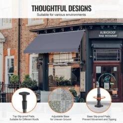 VEVOR 178 X 47" Patio Awning Retractable, Awning Sunshade Shelter With Manual Crank Handle, Adjustable Height From 86 To 122 In, Dark Gray -Aesthtic Interiors GUEST 9bcda237 088c 467b 87f8 deabfb5e8de4
