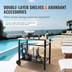 VEVOR Outdoor Grill Dining Cart With Double-Shelf, BBQ Movable Food Prep Table, Multifunctional Stainless Steel Table Top, Portable Modular Carts -Aesthtic Interiors GUEST 9bd2503b d700 44fc 8f4c 39e3b18dc138