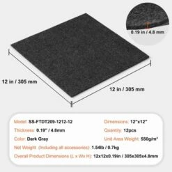 VEVOR Carpet Tiles Peel And Stick, 12” X 12” Squares Self Adhesive Carpet Floor Tile, Soft Padded Carpet Tiles, Easy Install (12 Tiles, Dark Gray) -Aesthtic Interiors GUEST 9be77dd5 0943 4982 8c9b e8520eb8ad33