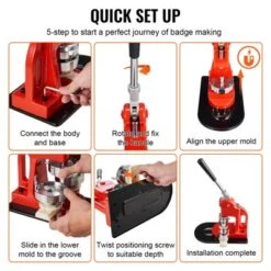 VEVOR Button Maker Machine, 25mm (1 Inch) Badge Punch Press Kit, Children DIY Gifts Pin Maker, Button Making Supplies, Orange -Aesthtic Interiors GUEST 9bf7bb3b 9b25 4a38 b52a acba5340c262