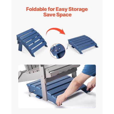 VEVOR Adirondack Ottoman, 15.7L X 18.9W X 13H Inch HDPE Plastic Folding Adirondack Ottoman, Weather-Resistant Foot Rest For Adirondack Chair, Blue 3 VEVOR Adirondack Ottoman, 15.7L X 18.9W X 13H Inch HDPE Plastic Folding Adirondack Ottoman, Weather-Resistant Foot Rest For Adirondack Chair, Blue - Image 3