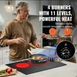 VEVOR Electric Cooktop, 24 Inch 4 Burners Built-in Electric Stove Top, 6000W Ceramic Top Radiant Cooktop, With Glass Panel, Knob Control -Aesthtic Interiors GUEST 9c7b226e c861 415f ac03 efb5cf689b5f