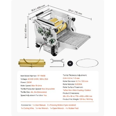 VEVOR Electric Tortilla Maker, Automatic Corn Tortilla Making Machine With Non-Stick Coating And Two Molds(4 In + 6 In), Silver 7 VEVOR Electric Tortilla Maker, Automatic Corn Tortilla Making Machine With Non-Stick Coating And Two Molds(4 In + 6 In), Silver - Image 7