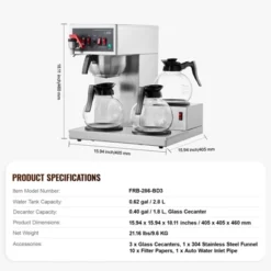 VEVOR 12 Cups Commercial Drip Coffee Maker, Coffee Maker Machine With 3 Glass Carafes And 3 Warmer Plates, Stainless Steel Pour Over Coffee Brewer 14 VEVOR 12 Cups Commercial Drip Coffee Maker, Coffee Maker Machine With 3 Glass Carafes And 3 Warmer Plates, Stainless Steel Pour Over Coffee Brewer -Aesthtic Interiors GUEST 9d056d89 1ac2 42c7 afc9 944f2201f93c