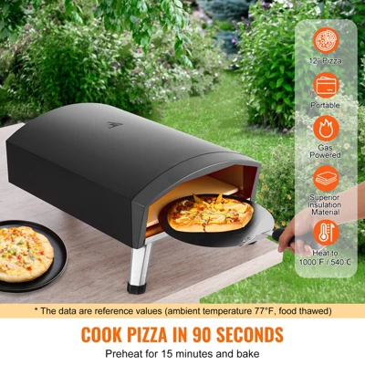 VEVOR Outdoor Pizza Oven, 12" Gas Fired Pizza Maker, Portable Outside Pizza Grill With Thickened Cordierite Pizza Stone, Waterproof Cover 2 VEVOR Outdoor Pizza Oven, 12" Gas Fired Pizza Maker, Portable Outside Pizza Grill With Thickened Cordierite Pizza Stone, Waterproof Cover - Image 2