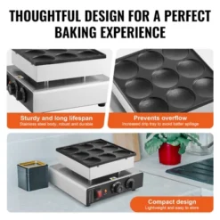 VEVOR Dutch Pancake Maker, 9PCS 76mm Diameter Dorayaki Baker Machine, 850W Commercial Electric Poffertjes Grill, Non-stick Stainless Steel 12 VEVOR Dutch Pancake Maker, 9PCS 76mm Diameter Dorayaki Baker Machine, 850W Commercial Electric Poffertjes Grill, Non-stick Stainless Steel -Aesthtic Interiors GUEST 9d5d87ef 618a 444a a9e5 32de6ec708dd