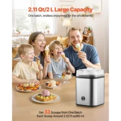 VEVOR Ice Cream Maker, 2.11 Qt. Large Capacity, Electric Automatic Ice-Cream Machine, With Easy Operation & Cleaning, Stainless Steel Shell, Silver -Aesthtic Interiors GUEST 9da4c7aa 3260 4535 bb4a 8f7542812cce