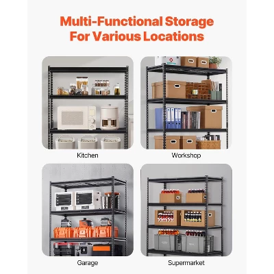 VEVOR Storage Shelves, 3000 Lbs, 5 Tier Heavy Duty Garage Shelving, 24" D X 48" W X 72" H Adjustable Metal Shelves For Industrial Shelving Unit 6 VEVOR Storage Shelves, 3000 Lbs, 5 Tier Heavy Duty Garage Shelving, 24" D X 48" W X 72" H Adjustable Metal Shelves For Industrial Shelving Unit - Image 6