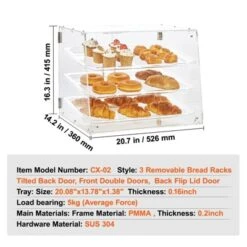 VEVOR Pastry Display Case, 3-Tier Commercial Countertop Bakery Display Case, Acrylic Display Box With Rear Door Access ,20.7"x14.2"x16.3" -Aesthtic Interiors GUEST 9dbdf39e f52b 43cb 8261 37386bc614a6