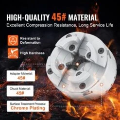 VEVOR KP965 Lathe Chuck, 4-Jaw 3.75" Diameter, Metal Lathe Chuck Turning Machine Accessories With 5 Sets Of Jaws, Self-centering Tool, Silver -Aesthtic Interiors GUEST 9dc2cde8 4895 4a57 8194 9e4e31e6e520