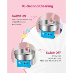 VEVOR Electric Cotton Candy Machine, 1000W Commercial Candy Floss Maker With 20.5 In Stainless Steel Bowl, Sugar Scoop, And Drawer, Blue -Aesthtic Interiors GUEST 9ddcbb66 d30e 4874 abf6 99f9d1df7fdf