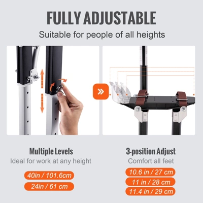 VEVOR Drywall Stilts, 24''-40'' Adjustable Aluminum Tool Stilts With Protective Knee Pads, Non-slip Work Stilts For Sheetrock Painting, Black 4 VEVOR Drywall Stilts, 24''-40'' Adjustable Aluminum Tool Stilts With Protective Knee Pads, Non-slip Work Stilts For Sheetrock Painting, Black - Image 4