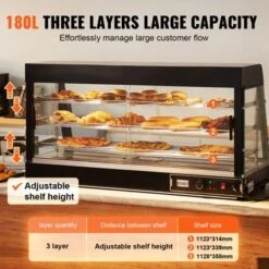 VEVOR 3-Tier Commercial Food Warmer Display, 1500W Food Display Warmer With Light, Adjustable Shelf And Temperature Display, Steam Heating, 180L -Aesthtic Interiors GUEST 9eaadebd ac5e 42ef a38f 60696df5968d