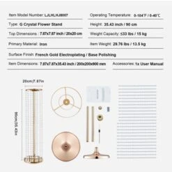 VEVOR 10PCS 35.43inchTall Crystal Wedding Flowers Stand,Luxurious Centerpieces Flower Vases Crystal Gold Vase Metal,Perfect For T-stage Wedding Party -Aesthtic Interiors GUEST 9eadc6f6 d02e 4e30 a1c1 4d560d277656