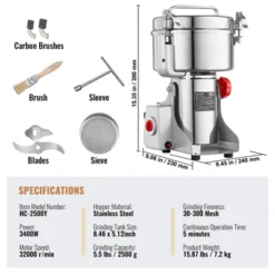 VEVOR 2500g Electric Grain Mill Grinder, High Speed 3400W Commercial Spice Grinders, Stainless Steel Pulverizer Powder Machine -Aesthtic Interiors GUEST 9ec73a5e 137c 4f19 b6e1 43f4041d39c3