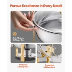 VEVOR Chafing Dish Buffet Set, 5 Qt 4 Pack, Stainless Steel Chafer With 4 Full Size Pan, Round Catering Warmer Server, Silver -Aesthtic Interiors GUEST 9eccb9ad e58f 4c66 b7b3 ef0ecffb2875