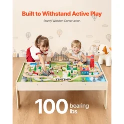 VEVOR Train Table, 120 Pieces Wooden Kids Activity Table With Collapsible Storage Bin, 3-in-1 Wooden Train Set For Kids Ages 3+, Multicolor -Aesthtic Interiors GUEST 9f4d765d d35b 49c5 8b76 0cf6e813404c