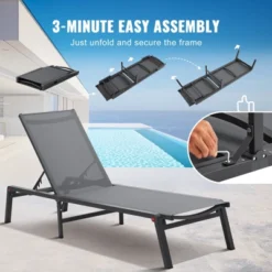 VEVOR Chaise Lounge Chair Outdoor, Aluminum Patio Lounge Chair With Adjustable 5-Position, Folding Pool Lounge Chair -Aesthtic Interiors GUEST 9f62e239 8d48 4a38 80a2 4be60e6b982c