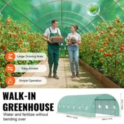 VEVOR Walk-in Tunnel Greenhouse, 29.2x9.7x6.5 Ft Hoop House Greenhouse Tunnel With Galvanized Steel Frame, Green PE Cover, 12 Windows -Aesthtic Interiors GUEST 9f96b97c e8f2 4402 bede 97f9f162d7e6