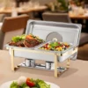 VEVOR Chafing Dish Buffet Set, 4 Qt 2 Pack, Stainless Steel Chafer With 4 Half Size Pans, Rectangle Catering Warmer Server, Silver