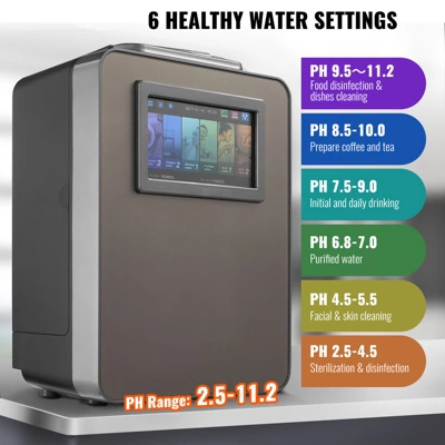 VEVOR Alkaline Water Ionizer Machine, PH 2.5-11.2 Alkaline Acidic Hydrogen Water Purifier, 6 Water Settings Home Filtration System, Up To -850mV ORP 2 VEVOR Alkaline Water Ionizer Machine, PH 2.5-11.2 Alkaline Acidic Hydrogen Water Purifier, 6 Water Settings Home Filtration System, Up To -850mV ORP - Image 2