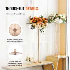 VEVOR 4PCS 35.43inch Tall Crystal Wedding Flowers Stand Luxurious Centerpieces Flower Vases Crystal Gold Vase Metal,Perfect For T-stage Wedding Part -Aesthtic Interiors GUEST a06ad318 3f2f 4753 a6f8 f00eacc5ae8c