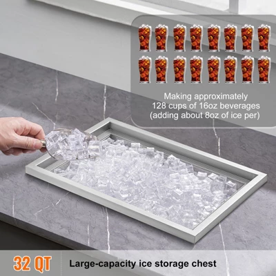 VEVOR Drop In Ice Chest, 20"L X 14"W X 12"H Stainless Steel Ice Cooler, Commercial Ice Bin With Cover, 40 Qt Outdoor Kitchen Ice Bar 2 VEVOR Drop In Ice Chest, 20"L X 14"W X 12"H Stainless Steel Ice Cooler, Commercial Ice Bin With Cover, 40 Qt Outdoor Kitchen Ice Bar - Image 2