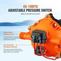 VEVOR Water Diaphragm Pump, 12V DC, 216W,5.5 GPM Flow, 70 PSI Rated Pressure (40-100 PSI Adjustable), 1/2" MNPT Self Priming Sprayer Pump, Orange -Aesthtic Interiors GUEST a0b11cfa 049d 41ca 85a3 e39e5c639c84