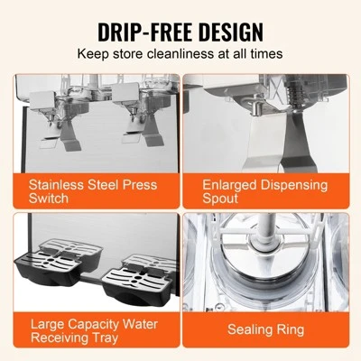 VEVOR Commercial Beverage Dispenser, 2 Tanks 18 L / 19 QT Per Tank Juice Dispenser, 370W Stainless Steel Ice Tea Drink Machine 5 VEVOR Commercial Beverage Dispenser, 2 Tanks 18 L / 19 QT Per Tank Juice Dispenser, 370W Stainless Steel Ice Tea Drink Machine - Image 5