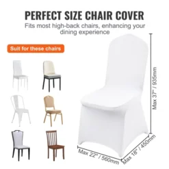 VEVOR Stretch Spandex Folding Chair Covers, Universal Fitted Chair Cover, Removable Washable Protective Slipcovers, (200PCS White) -Aesthtic Interiors GUEST a12002c4 c9f7 4164 ac2b cf5cd6beb27c