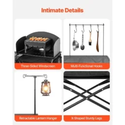 VEVOR Camping Kitchen Table, Outdoor Camp Cooking Table, Aluminum Portable Cook Station With 3 Storage Cupboard, Carrying Bag, Black -Aesthtic Interiors GUEST a12c68b4 7b73 4c02 9913 fc9d8fbc0152