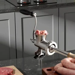 VEVOR Manual Meat Grinder, 304 Stainless Steel Hand Crank Meat Mincer With Steel Table Clamp, Sausage Stuffer, Silver