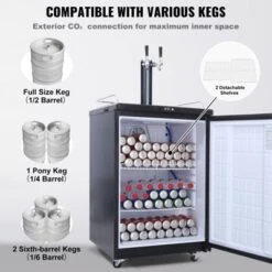 VEVOR Beer Kegerator, Dual Tap Draft Beer Dispenser, Full Size Keg Refrigerator With Shelves, CO2 Cylinder, Drip Tray & Rail, Black -Aesthtic Interiors GUEST a151c82f f499 440e 9d36 27c7083a45fb