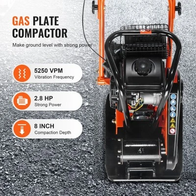 VEVOR Plate Compactor, 2.8 HP 98CC Gas Engine 5,250 RPM, 1,920 Lbs Force Vibratory Compaction Tamper With 18.7 X 11.8 Inch Plate For Walkways, Black 2 VEVOR Plate Compactor, 2.8 HP 98CC Gas Engine 5,250 RPM, 1,920 Lbs Force Vibratory Compaction Tamper With 18.7 X 11.8 Inch Plate For Walkways, Black - Image 2