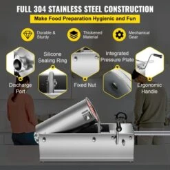 VEVOR Manual Sausage Stuffer, 5 L / 11 LBS Horizontal Sausage Machine, Dual-Speed Meat Stuffer, Made Of Food-Grade 304 Stainless Steel, Silver 10 VEVOR Manual Sausage Stuffer, 5 L / 11 LBS Horizontal Sausage Machine, Dual-Speed Meat Stuffer, Made Of Food-Grade 304 Stainless Steel, Silver -Aesthtic Interiors GUEST a15aa313 338e 41ed b831 f110ec3de6c0