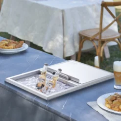 VEVOR Drop In Ice Chest, 24"L X 18"W X 13"H Stainless Steel Ice Cooler, Commercial Ice Bin With Sliding Cover, 40.9 Qt Outdoor Kitchen Ice Bar