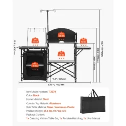 VEVOR Camping Kitchen Table, Outdoor Camp Cooking Table, Aluminum Portable Cook Station With Storage Cupboard, Carrying Bag, Black 14 VEVOR Camping Kitchen Table, Outdoor Camp Cooking Table, Aluminum Portable Cook Station With Storage Cupboard, Carrying Bag, Black -Aesthtic Interiors GUEST a1e35893 f518 4b44 b7cc e26bb6cfd3b8