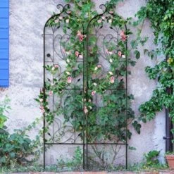VEVOR Garden Trellis For Climbing Plants, 60 X 15 In, 2 Packs Rustproof Metal Garden Flower Trellis, Outdoor Climbing Rose Trellis Cucumbers Support