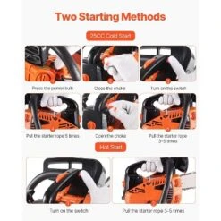 VEVOR Gas Chainsaw, 25.4CC 12" 1.2HP, Gasoline Powered Chain Saw, Handheld Cordless Petrol Chainsaws For Tree Wood Branch Cutting, Orange -Aesthtic Interiors GUEST a2023b6a 1c3f 47ab bb7a 4a84eab81c75