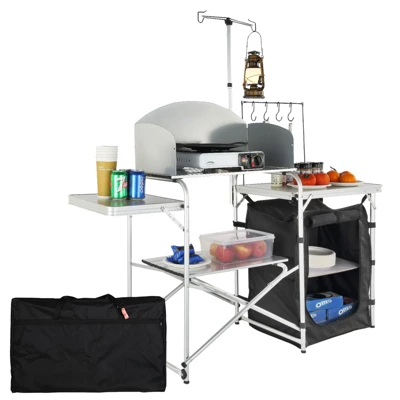 VEVOR Camping Kitchen Table, Folding Outdoor Cooking Table With Storage Carrying Bag, Aluminum Cook Station 1 Cupboard & Detachable Windscreen 8 VEVOR Camping Kitchen Table, Folding Outdoor Cooking Table With Storage Carrying Bag, Aluminum Cook Station 1 Cupboard & Detachable Windscreen - Image 8