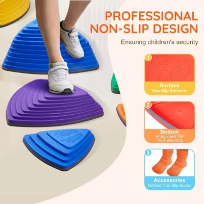 VEVOR Balance Stepping Stones For Kids, 12 PCS, Up To 220 Lbs, Non-Slip Toddlers Sensory Stepping Stones, Toys For Children Aged 3 4 5 6 7 8+ 4 VEVOR Balance Stepping Stones For Kids, 12 PCS, Up To 220 Lbs, Non-Slip Toddlers Sensory Stepping Stones, Toys For Children Aged 3 4 5 6 7 8+ - Image 4