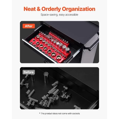 VEVOR Magnetic Socket Organizer Set, 3PCS Magnetic Socket Holder, 1/4'', 3/8'' & 1/2'' SAE Socket Trays With Clear Labels, Hold Up To 68PCS Standard 4 VEVOR Magnetic Socket Organizer Set, 3PCS Magnetic Socket Holder, 1/4'', 3/8'' & 1/2'' SAE Socket Trays With Clear Labels, Hold Up To 68PCS Standard - Image 4