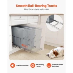 VEVOR Pullout Trash Can For Kitchen Cabinets, 35 QT Garbage Waste Recycling Bin, Under Mount Waste Container, Gray -Aesthtic Interiors GUEST a25a30d0 aa9e 454b b2d6 a015e787d62b